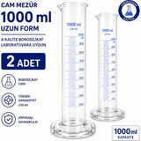 Labolist Cam Mezür 100 ml Uzun Form A Kalite Borosilikat Laboratuvara Uygun 10 Adet
