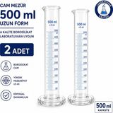 Labolist Cam Mezür 1000 ml Uzun Form A Kalite Borosilikat Laboratuvara Uygun 2 Adet