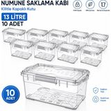 Labolist Numune Saklama Kabı 13 L - Kilit Kapaklı Kutu 10 Adet