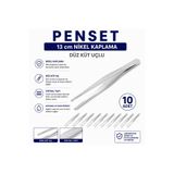 Labolist Penset Düz Küt Uçlu 13 Cm Nikel Kaplama 10 Adet LBSTM-3026