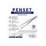 Labolist Penset Düz Küt Uçlu 13 cm Paslanmaz Çelik 10 Adet LBSTM-3027