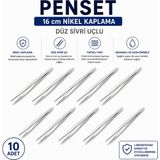 Labolist Penset Düz Sivri Uçlu 16 cm Nikel Kaplama 10 Adet