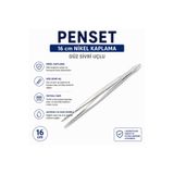 Labolist Penset Düz Sivri Uçlu 16 Cm Nikel Kaplama LBSTM-2301
