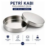 Labolist Petri Kabı Paslanmaz Çap 10 cm Kapaklı