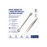 Labolist Spatül Öğrenci Tipi + Penset Düz Sivri Uçlu 16 Cm Nikel Kaplama LBSTM-2328
