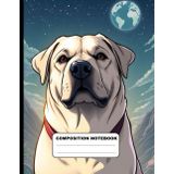 Labrador Enoying The Moonlight College Ruled Composition NoteBook: Glossy Paperback Notebook: 120 Pages Size 8.5 Inches By 11 Inches