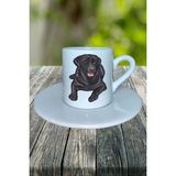 Labrador Retriever Köpek Baskılı Türk Kahvesi Fincanı Tabaklı Kişiye Özel Model 3