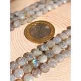 Labradorit Taşı YASSI Faset Kesim YARIM Dizi 6x4mm (18cm uzunluğundadır)