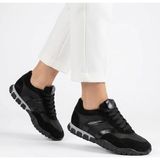 Labrona Kadın Bağcıklı Desenli Renkli Tabanlı Ortopedik Sneaker Yürüyüş Ayakkabısı - Siyah