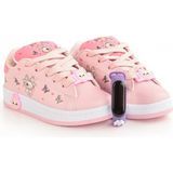 Labubu Baskılı Bağçıklı Kız Çocuk Spor Ayakkabı Sneaker(Kol Saati Hediyeli ) - Pembe