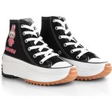 Labubu Baskılı Yüksek Taban Boğazlı Converse - Siyah - Fusya
