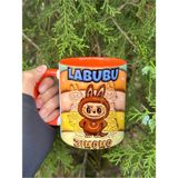 Labubu Kaliteli Porselen Isim Yazılabilir Premium Hediyelik Baskılı Kupa Bardak Doğum Günü Hediyesi - Turuncu - 330 ml