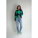 LAbute Bisiklet Yaka Baklava Desen Oversize Triko