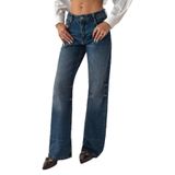 LACARINO Kadın Flare Jean Pantolon, Dark Blue Tnt, 34 Beden