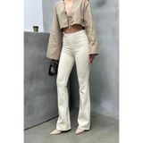 LACARINO Kadın Flare Jean Pantolon, Naturel, 34 Beden
