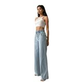 LACARINO Kadın Wide Leg Jean Pantolon, Normal Bel, Açık Mavi, 40 Beden, 7970-34