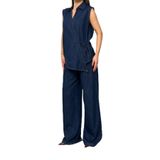 LACARINO Kadın Wide Leg Jean Pantolon, Normal Bel, Rinse Denim, 34 Beden