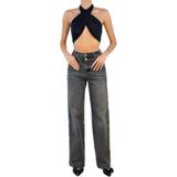 LACARINO Kadın Wide Leg Jean Pantolon, Onyx Black, 36 Beden