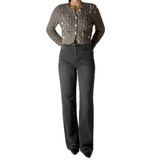 LACARINO Kadın Wide Leg Jean Pantolon, Yüksek Bel, Basalt Grey, 34 Beden