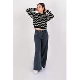 LACARINO Kadın Wide Leg Jean Pantolon, Yüksek Bel, Blue Black, 36 Beden