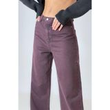 LACARINO Kadın Wide Leg Jean Pantolon, Yüksek Bel, Bordo, 36 Beden