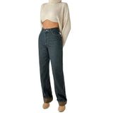 LACARINO Kadın Wide Leg Jean Pantolon, Yüksek Bel, OD BROWN, 34 Beden