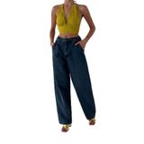LACARINO Kadın Yüksek Bel Slim Fit Jean Pantolon, Blue Black, 36 Beden