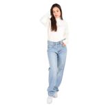 LACARINO Kadın Yüksek Bel Slim Fit Jean Pantolon, Mavi, 32 Beden