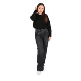 LACARINO Kadın Yüksek Bel Wide Leg Jean Pantolon, Siyah, 38