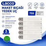 Lacco 755 Maket Bıçağı Yedek Uç 18 Mm Keskin Çelik Segmentli Profesyonel Yedek Bıçak 5 Adet