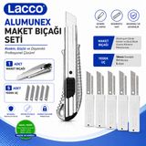 Lacco Alumunex Maket Bıçağı 1 Adet + 5 Kutu 18 mm Yedek Uç Alüminyum Gövde Kesici Seti ST12505