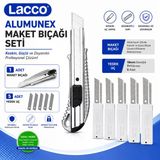 Lacco Alumunex Maket Bıçağı 1 Adet + 5 Kutu 18 Mm Yedek Uç Alüminyum Gövde Kesici Seti
