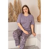 lacelove %100 Pamuk Büyük Beden Kısa Kol Kadın Pijama Takımı