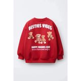 La'ciel Paris La Ciel Paris Kız Çocuk Ayı Baskılı Sweatshirt Kırmızı - 5 - 6 Yaş