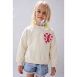 La'ciel Paris La Ciel Paris Kız Çocuk Şardonlu Kalp Detaylı Sweatshirt - Krem - 5 - 6 Yaş