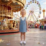 La’ciel Paris Salopet Denim Elbise ( Badi Dahil Değildir) - 4 - 5 Yaş - Mavi