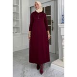 Laçin Triko Elbise Bordo - Fashion - Standart
