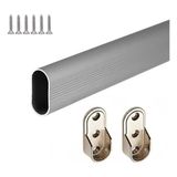 LAÇİNOK TİCARET Oval Alüminyum 80 cm Dolap Içi Askı Borusu 2 Adet Flanş + Vidaları