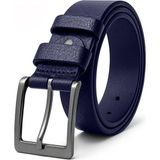 Lacivert 100 % Hakiki Deri Kumaş Pantolon Kemeri - 115 cm