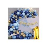 Lacivert Balonlar Garland Kiti Altın Konfeti 1 Yaş, 54654845656465