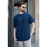 Lacivert Basic Bisiklet Yaka Erkek Tişört E7133 - 2XL