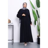 Lacivert Bel Bağlamalı Piliseli Elbise - 36