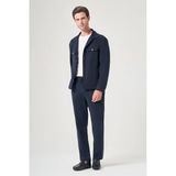 Lacivert Berberi Yaka Örme Beli Lastikli 6 Drop Slim Fit Astarsız Esnek Takım Elbise 1001260177