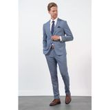 Lacivert-Beyaz Mono Yaka 6 Drop Slim Fit Tam Astar Esnek Takım Elbise 1001260172