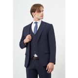 Lacivert Bez Ayağı Kılıç Yaka Tam Astar Yelekli 6 Drop Slim Fit Takım Elbise 1001245386