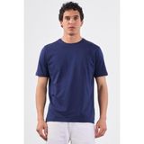 Lacivert Bisiklet Yaka Pamuklu Düz Renk Slim Fit Erkek T-shirt