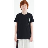Lacivert Cep Detaylı O Yaka Standart Kalıp Erkek Çocuk T-Shirt - 11120
