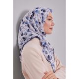 Lacivert Çiçek Desen Soft Eşarp