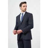 Lacivert Çizgili Mono Yaka Astarlı 6 Drop Slim Fit Dar Kesim Takım Elbise 1001245102