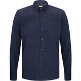 Lacivert Comfort Fit 100% Pamuk Slim Yaka Uzun Kollu Spor Gömlek